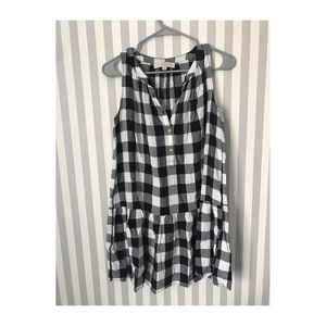 Loft Navy Gingham Peplum Mini Dress/Tunic